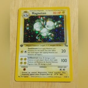 * LP WOTC 1999 1st Edition Holo Magneton 11/62 Fossil Pokemon Card